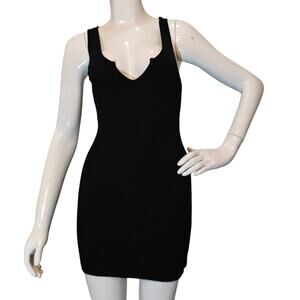 Windsor Black Ribbed Bodycon Mini Dress Sleeveless V-Neck